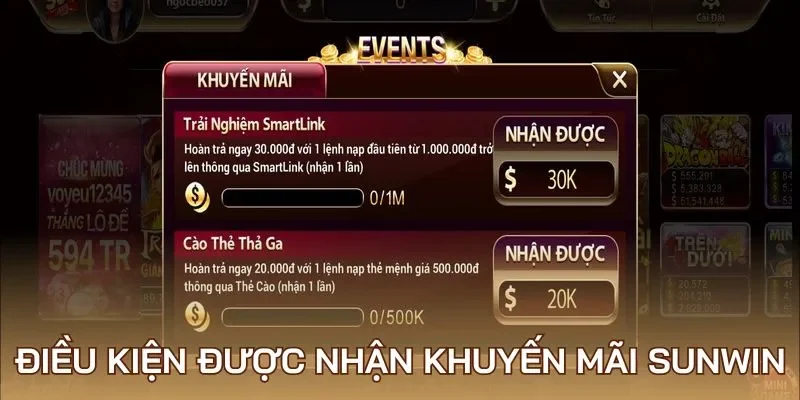Điều kiện được nhận khuyến mãi Sunwin